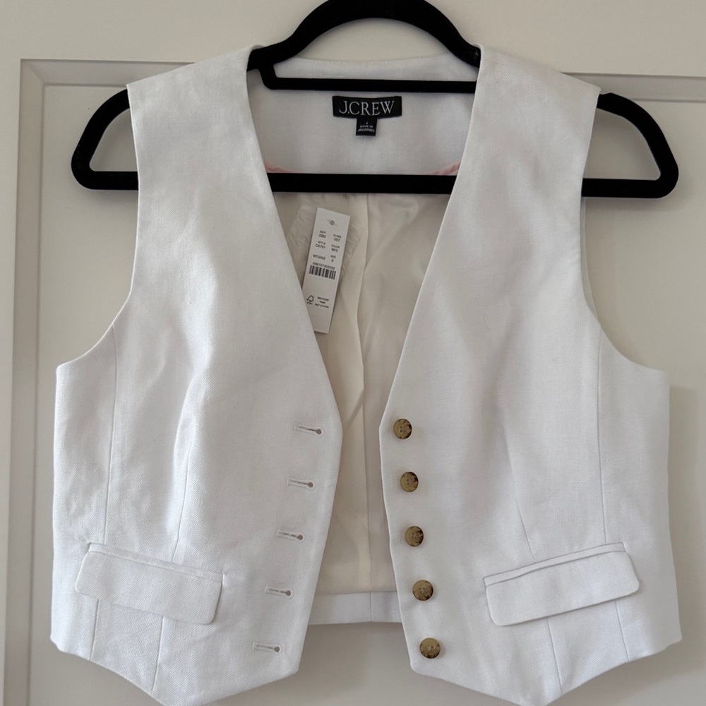 J. Crew Women's White Linen Vest